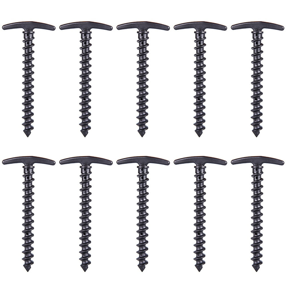 10pcs/Pack Outdoor Camping Tent Pegs Ground Nails Screw Anchor Stakes Pegs Hiking Tent Stakes Pins Tent Accessories