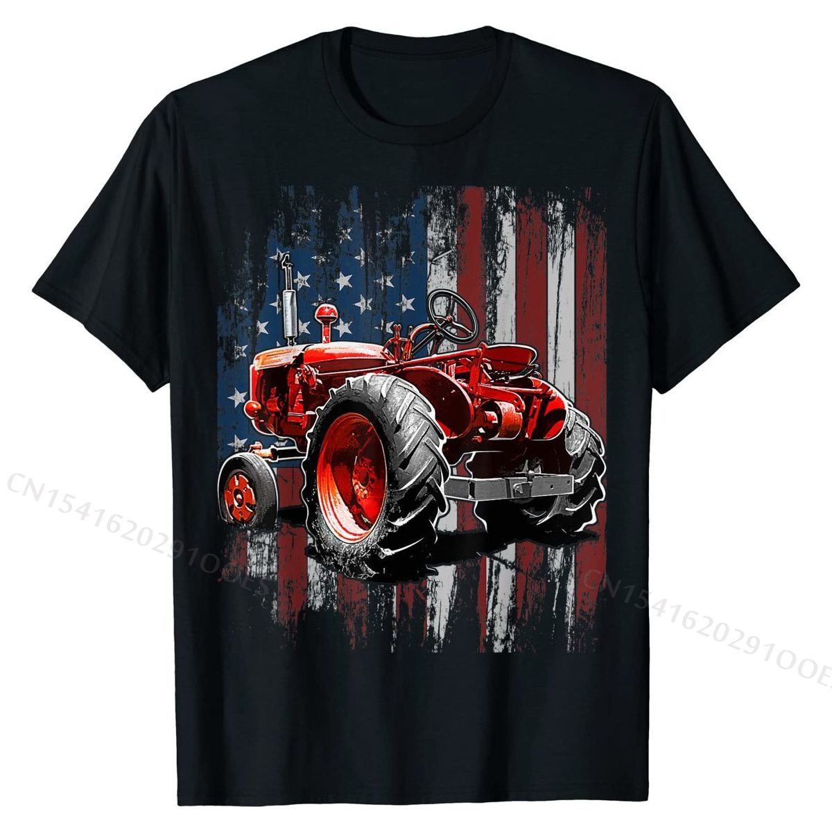 Patriotic Tractor American Flag Tractor Farmer Farm Gift Men T-Shirt Gift Top T-shirts Plain Cotton Men Tops T Shirt Print