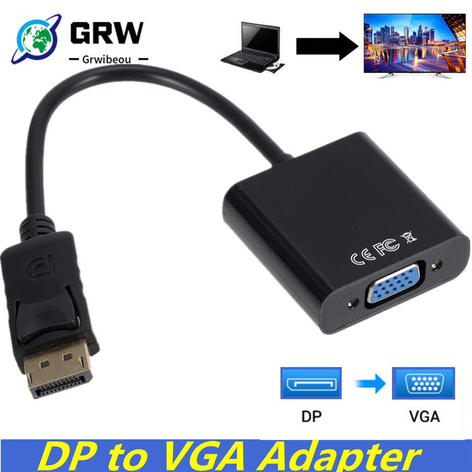 Grwibeou DisplayPort Display Port DP to VGA Adapter Cable Male to Female Converter for PC Computer Laptop HDTV Monitor Projector