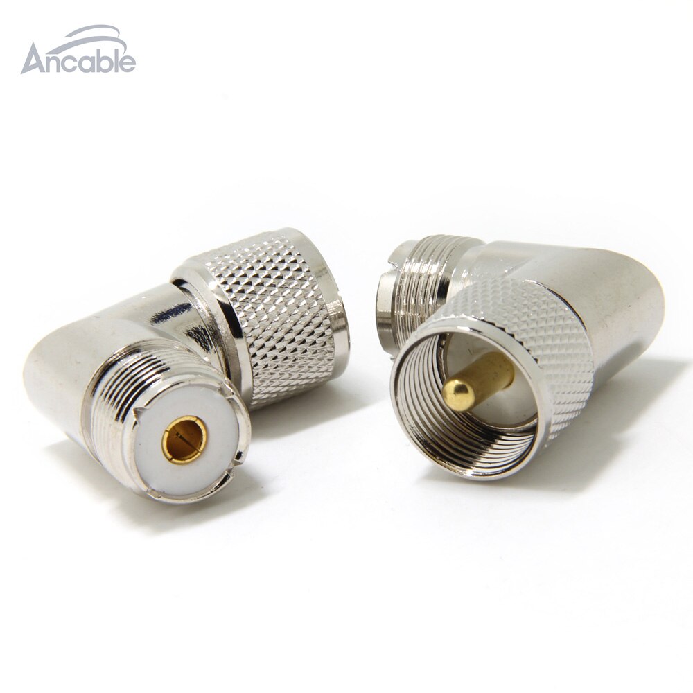 UHF PL-259 Male to UHF SO239 Female L Shape Right Angle 90 Degree RF Coaxial Adapter Connector for CB Ham Radio Antenna 2-Pack
