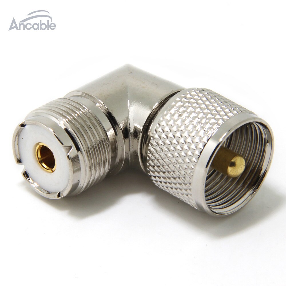 UHF PL-259 Male to UHF SO239 Female L Shape Right Angle 90 Degree RF Coaxial Adapter Connector for CB Ham Radio Antenna 5-Pack