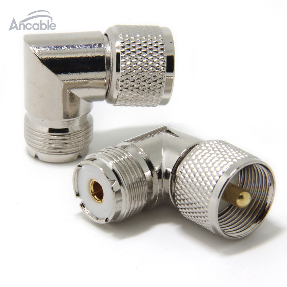 UHF PL-259 Male to UHF SO239 Female L Shape Right Angle 90 Degree RF Coaxial Adapter Connector for CB Ham Radio Antenna 5-Pack