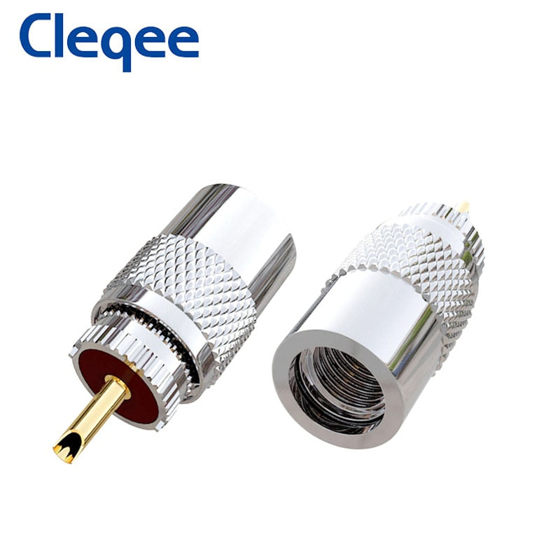 Cleqee 10pcs UHF Male PL259 Plug Solder Adapter with Reducer for RG8 RG213 LMR400 Coaxial Cable, Ham Radio Antenna Connector