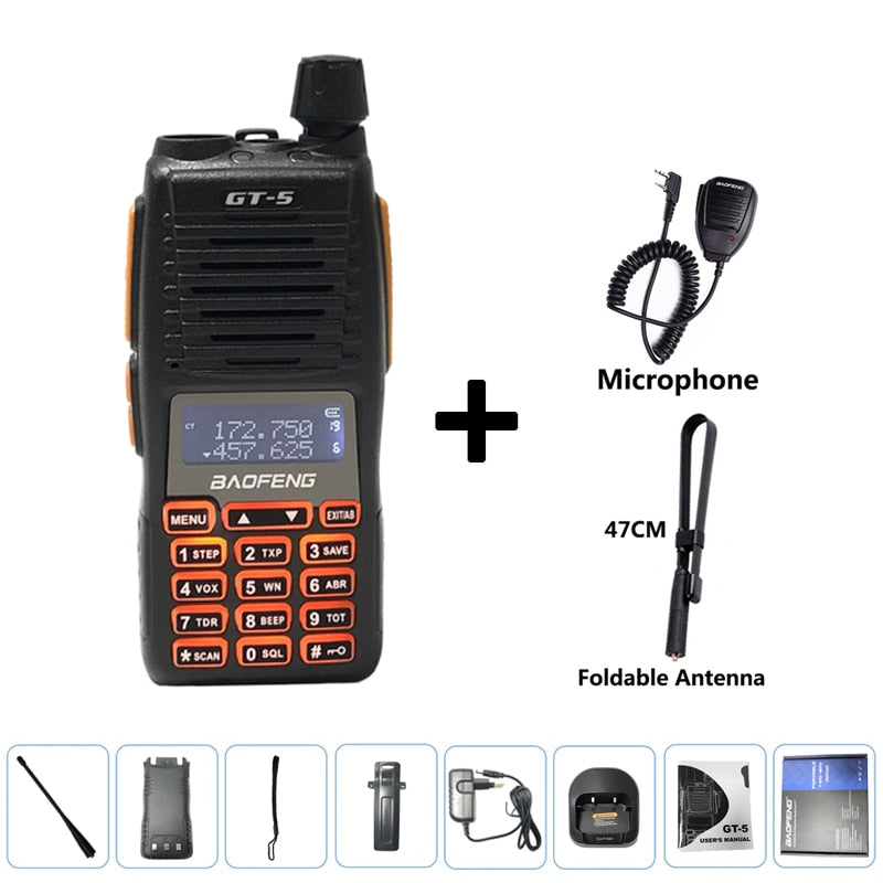 2021 BF GT-5 10W Baofeng Walkie Talkie Long Range 10 KM Two Way Ham Radio Dual PTT hf Transceiver Portable Radios Upgrade New