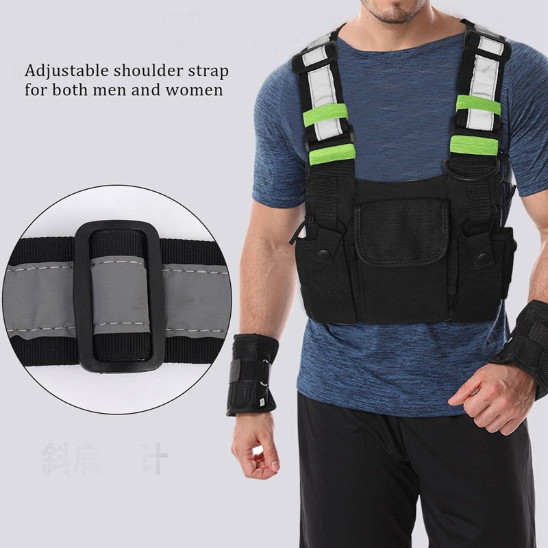 Radios Pocket Radio Chest Harness Chest Front Pack Pouch Holster Vest Rig Carry Case for 2 Way Radio Walkie Talkie for Baofeng#8