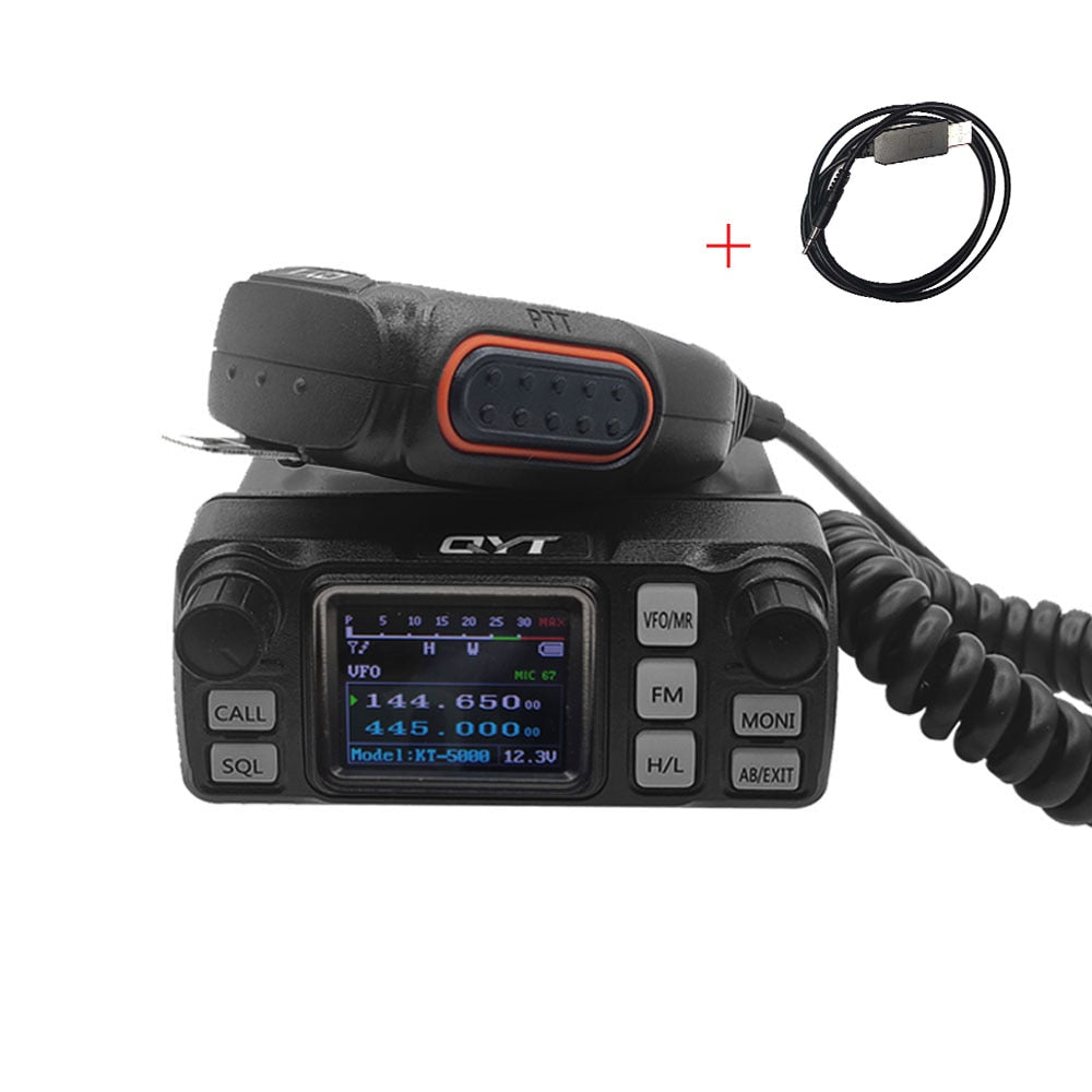 New QYT KT-5000 25W Mini Radio Stations 10KM Dual Band 136-174/400-480MHZ Car Walkie Talkie with Separable Panel