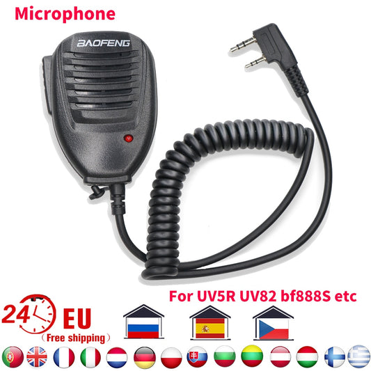 Baofeng Hand Microphone Radio Speaker Mic PTT For Walkie Talkie BF-888S UV-82 UV-5R UV-5RPro H9 H7 Ham Radio