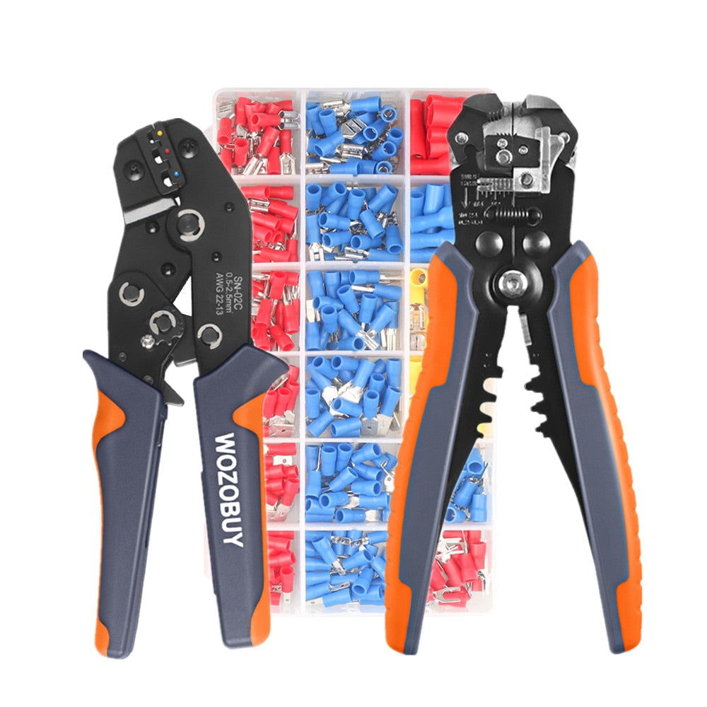 8-inch Wire Stripper for Stripping,7inch Ratchet Crimping Press Plier Crimper Tool SN-02C for 0.2-2.5mm² Wire Insulated Terminal