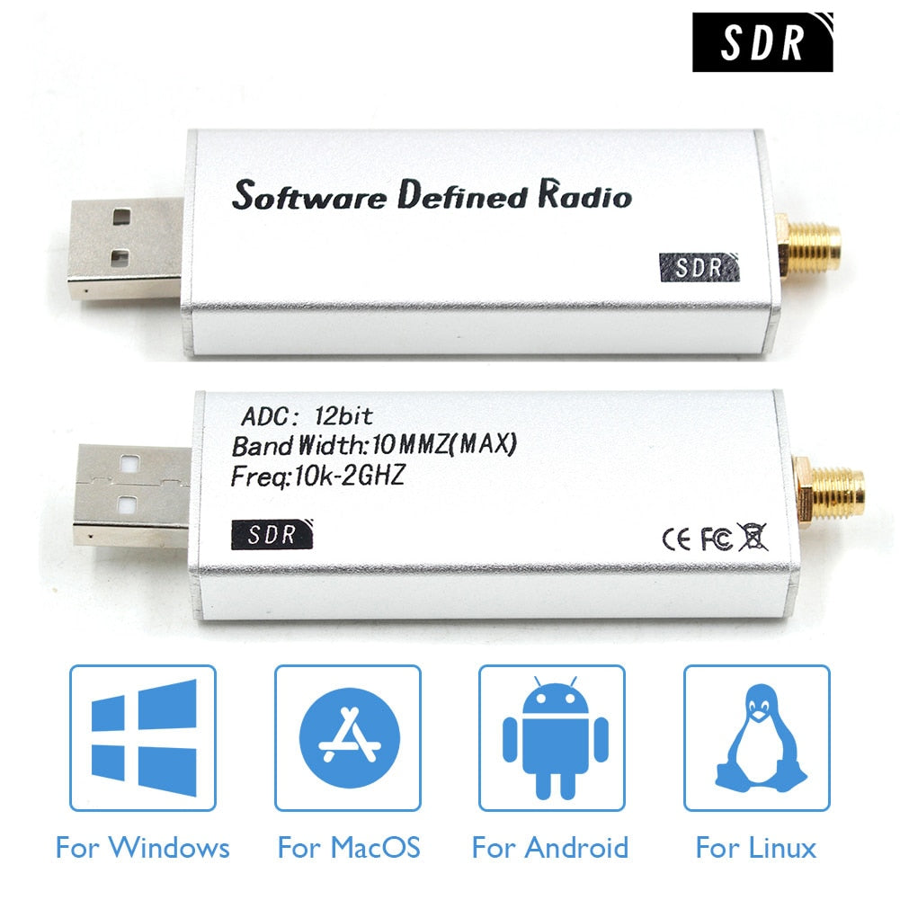 SDR Receiver Software Defined Radio Receiver Aluminium 10KHz To 2GHz USB Interface Defined Radio for Radio Broadcast