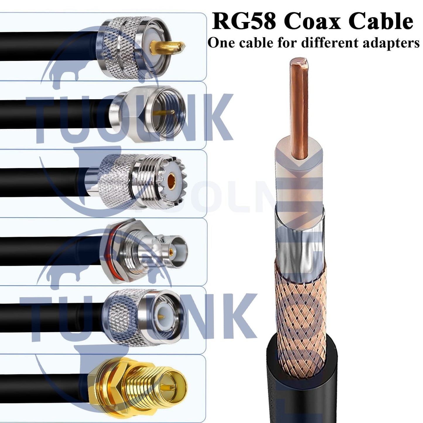 RG58 Extension Cable Flexible Low Loss Coaxial 4G Antenna Black Cable Impedance 50 Ohm RG58 RF Coax Pigtail Cable 10m 15m 20m