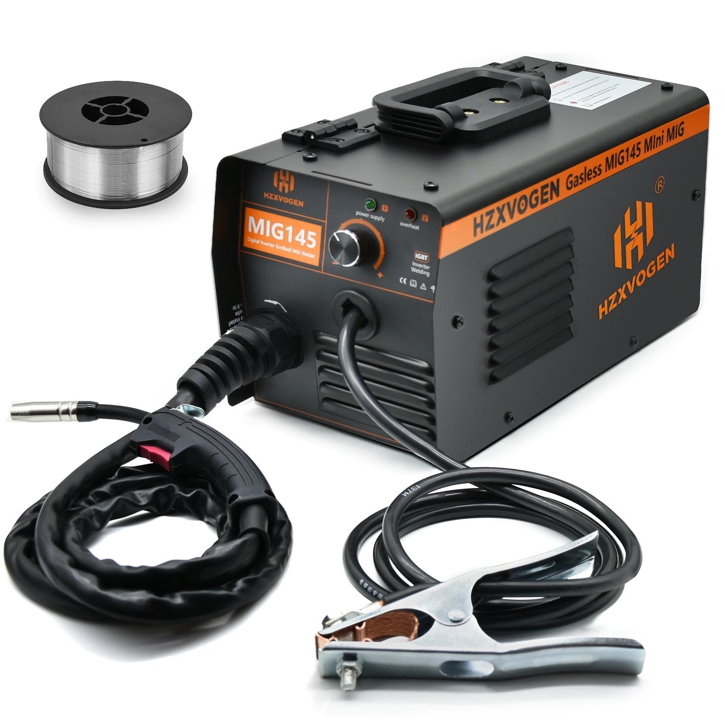 HZXVOGEN MIG145 Semi-automatic Non Gas Welding Machine MIG Welder With 1KG Flux Core 0.4-4mm For Gasless Iron Soldering Tools
