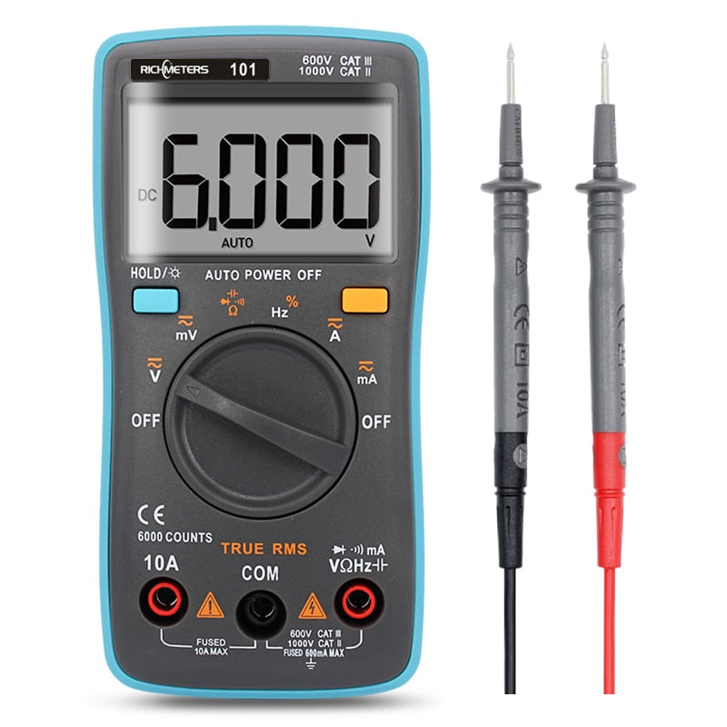RM102Pro Digital Multimeter 6000 Counts Auto Back Light AC/DC Voltmeter Transistor Tester Frequency Diode Temperature